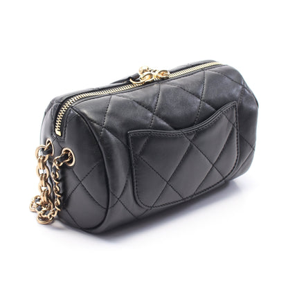 ミニ ボーリング バッグ マトラッセ チェーンショルダーバッグ レザー ブラック ゴールド金具 シャネル バッグ CHANEL