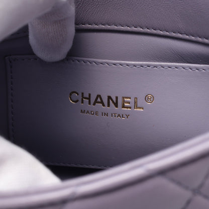マトラッセ ミニフラップバッグ チェーンショルダーバッグ レザー ライトパープル ゴールド金具 シャネル バッグ CHANEL