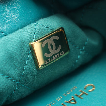 CHANEL 22 ミニ チェーンショルダーバッグ レザー グリーン ゴールド金具 2WAY シャネル バッグ CHANEL
