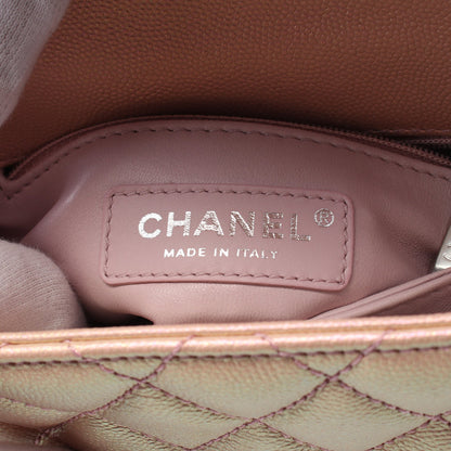 ココハンドルXXS トップハンドル ハンドバッグ レザー ピンク シルバー金具 メタリック シャネル バッグ CHANEL