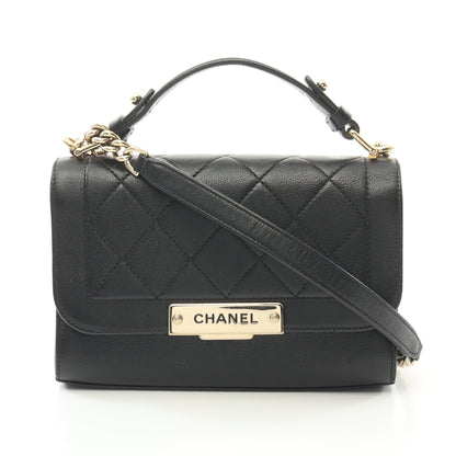 マトラッセ クリックラベル チェーンショルダーバッグ レザー ブラック ゴールド金具 2WAY シャネル バッグ CHANEL