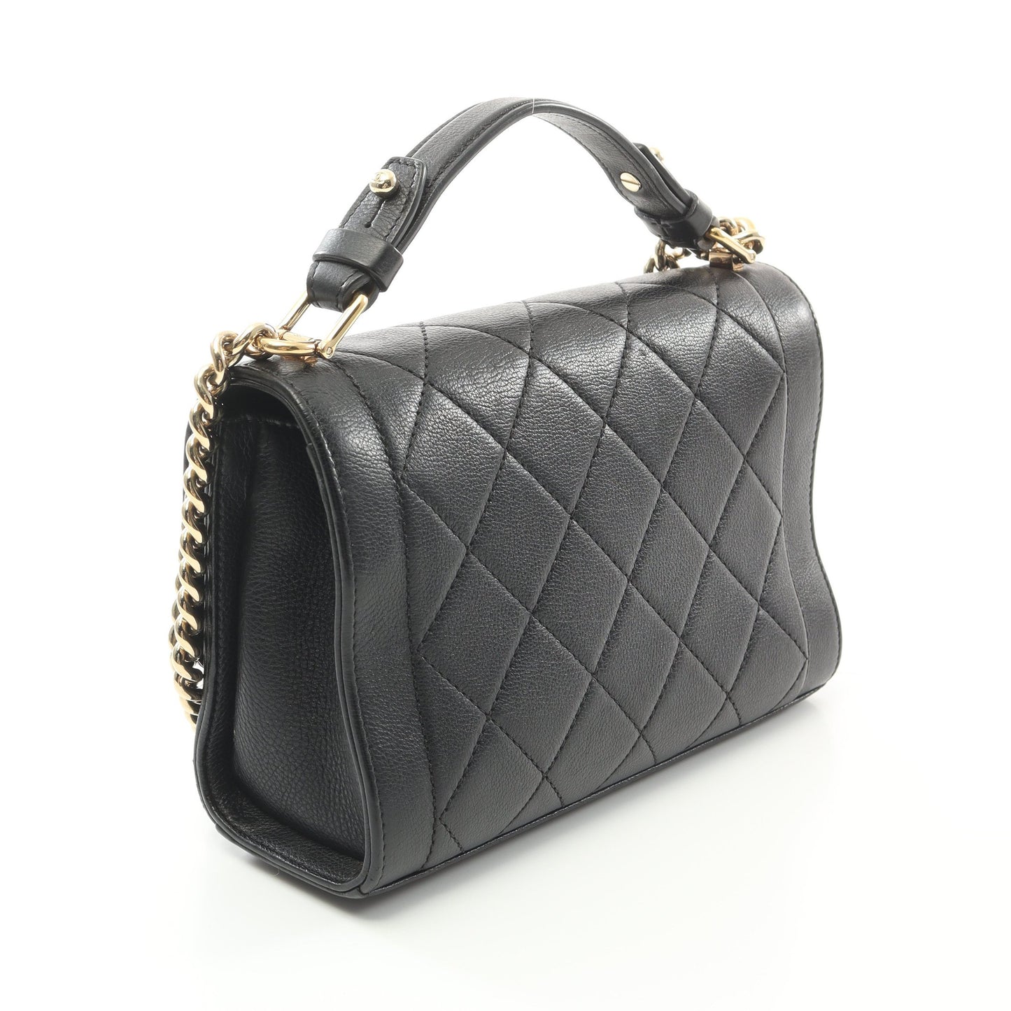 マトラッセ クリックラベル チェーンショルダーバッグ レザー ブラック ゴールド金具 2WAY シャネル バッグ CHANEL
