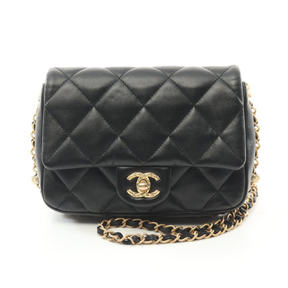 マトラッセ チェーンショルダーバッグ ラムスキン ブラック ゴールド金具 シャネル バッグ CHANEL