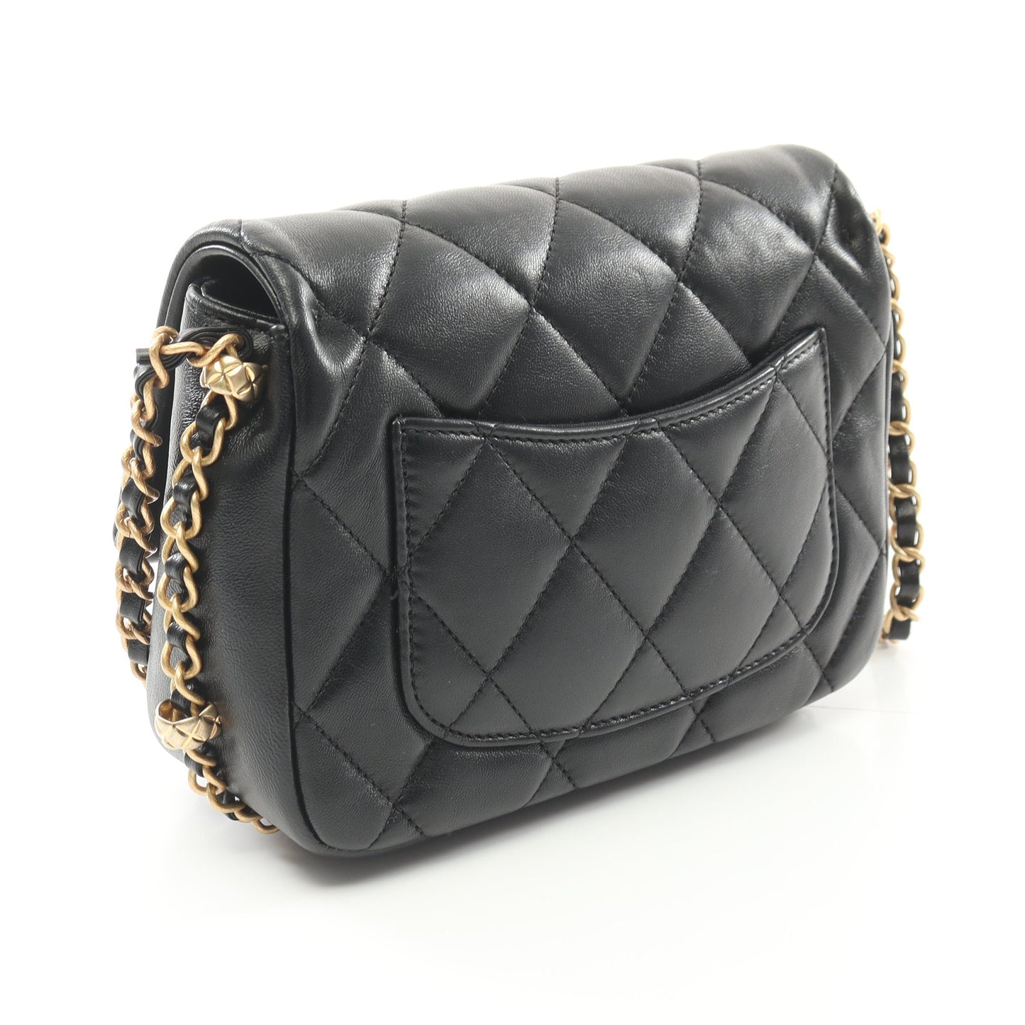 マトラッセ チェーンショルダーバッグ ラムスキン ブラック ゴールド金具 シャネル バッグ CHANEL