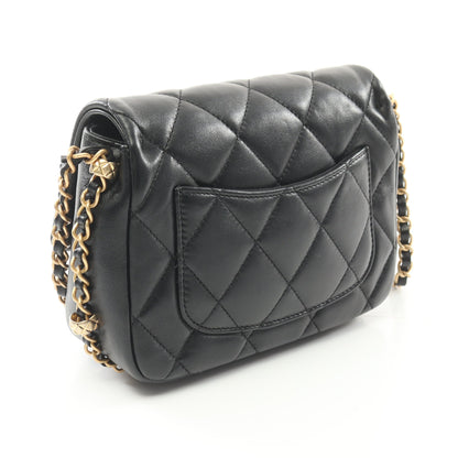 マトラッセ チェーンショルダーバッグ ラムスキン ブラック ゴールド金具 シャネル バッグ CHANEL