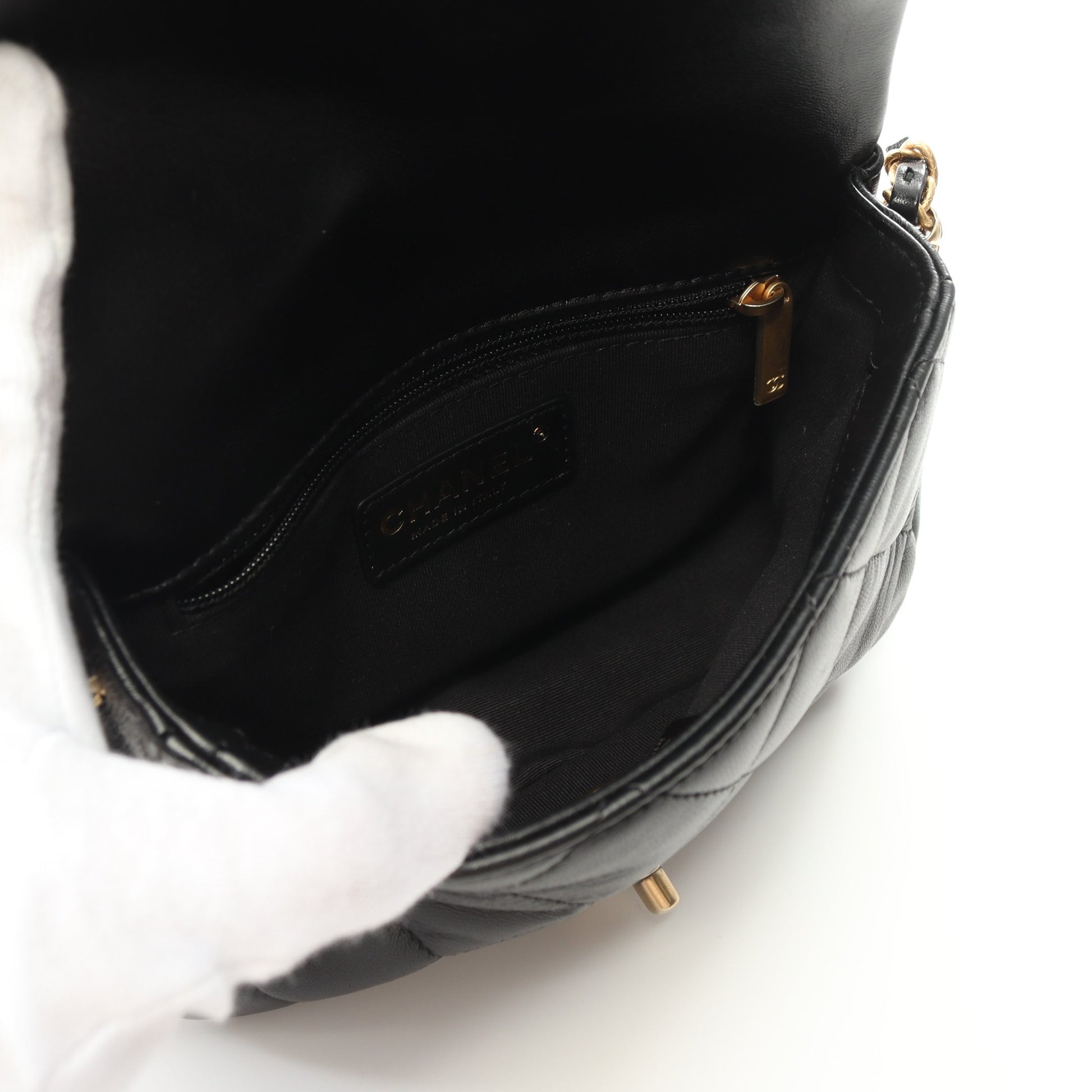 マトラッセ チェーンショルダーバッグ ラムスキン ブラック ゴールド金具 シャネル バッグ CHANEL