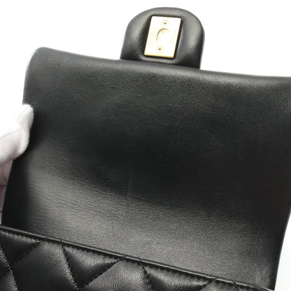 マトラッセ チェーンショルダーバッグ ラムスキン ブラック ゴールド金具 シャネル バッグ CHANEL