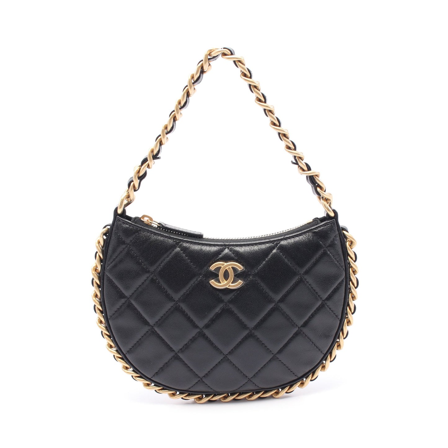 マトラッセ チェーンショルダーバッグ レザー ブラック ゴールド金具 シャネル バッグ CHANEL