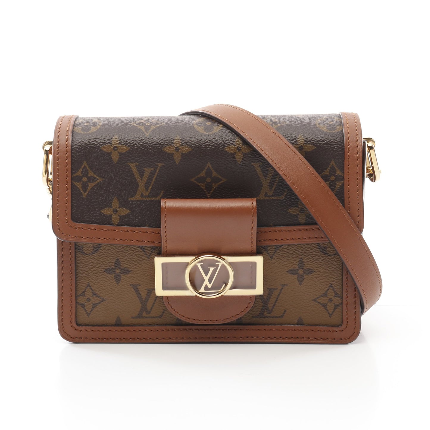 ドーフィーヌ MINI モノグラムリバース ショルダーバッグ PVC レザー ブラウン ベージュ ルイヴィトン バッグ LOUIS VUITTON