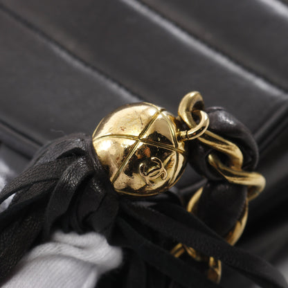 マドモアゼル チェーンショルダーバッグ タッセル ラムスキン ブラック ゴールド金具 シャネル バッグ CHANEL