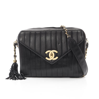 マドモアゼル チェーンショルダーバッグ タッセル ラムスキン ブラック ゴールド金具 シャネル バッグ CHANEL
