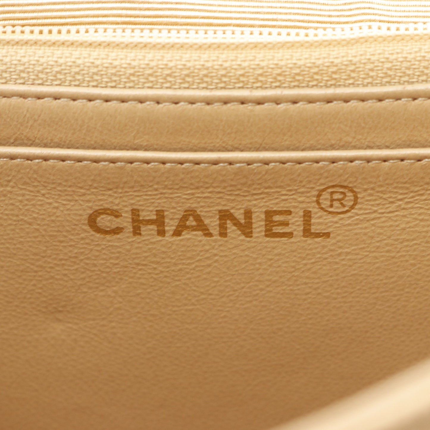マドモアゼル Wチェーンショルダーバッグ キャビアスキン ベージュ ゴールド金具 シャネル バッグ CHANEL