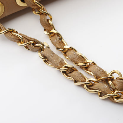 マドモアゼル Wチェーンショルダーバッグ キャビアスキン ベージュ ゴールド金具 シャネル バッグ CHANEL