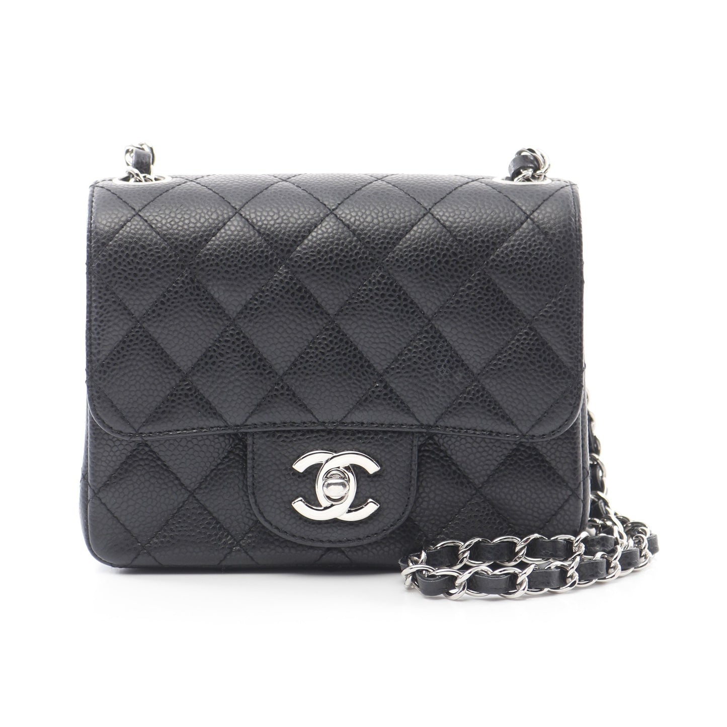 ミニマトラッセ チェーンショルダーバッグ キャビアスキン ブラック シルバー金具 シャネル バッグ CHANEL