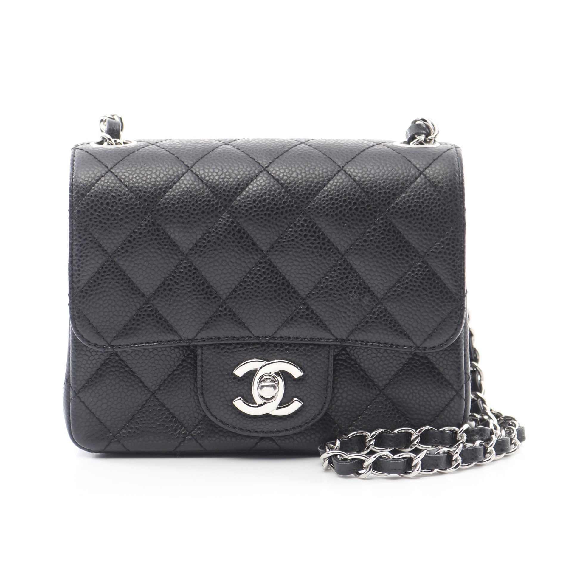 ミニマトラッセ チェーンショルダーバッグ キャビアスキン ブラック シルバー金具 シャネル バッグ CHANEL