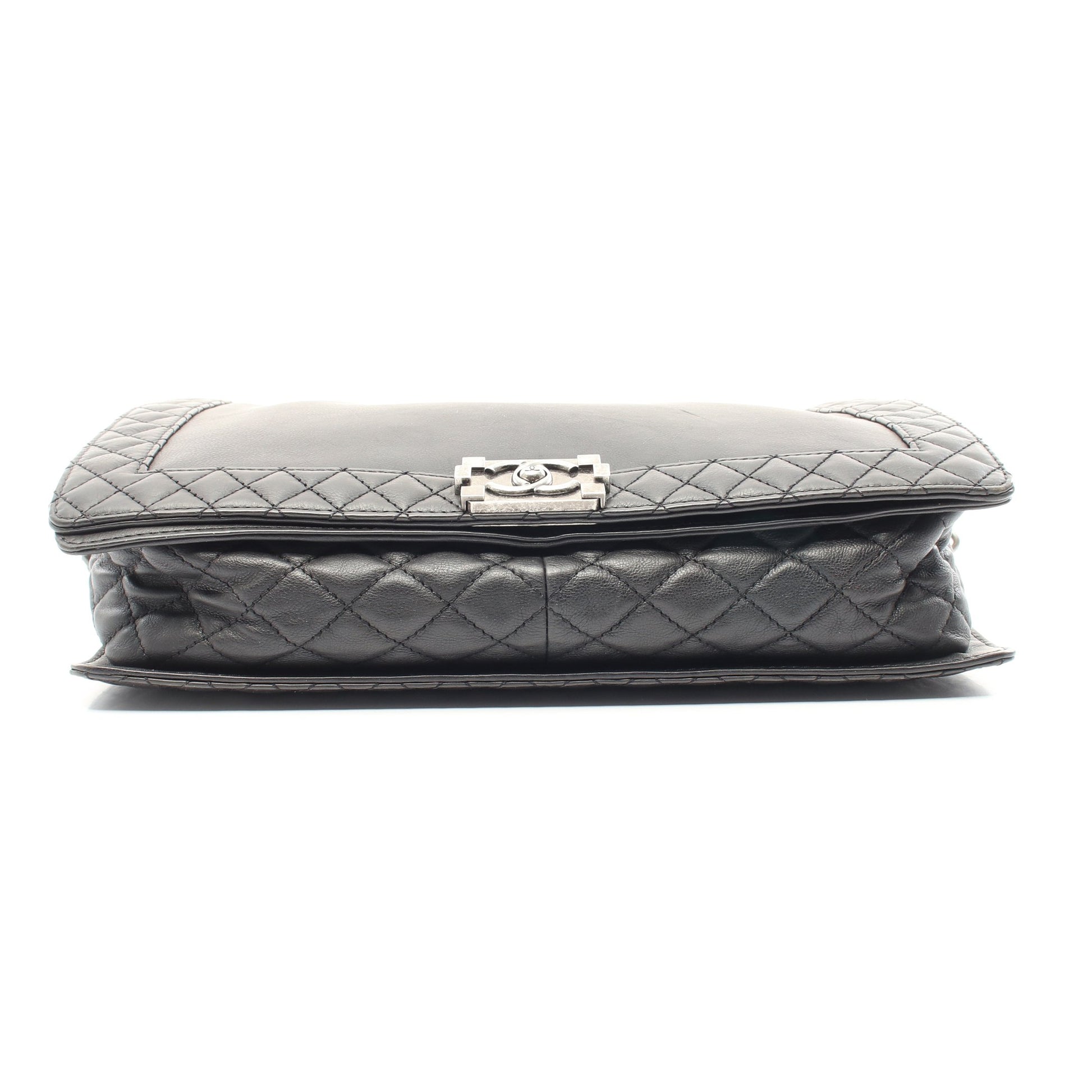 ボーイシャネル Wチェーンショルダーバッグ レザー ブラック アンティークシルバー金具 シャネル バッグ CHANEL