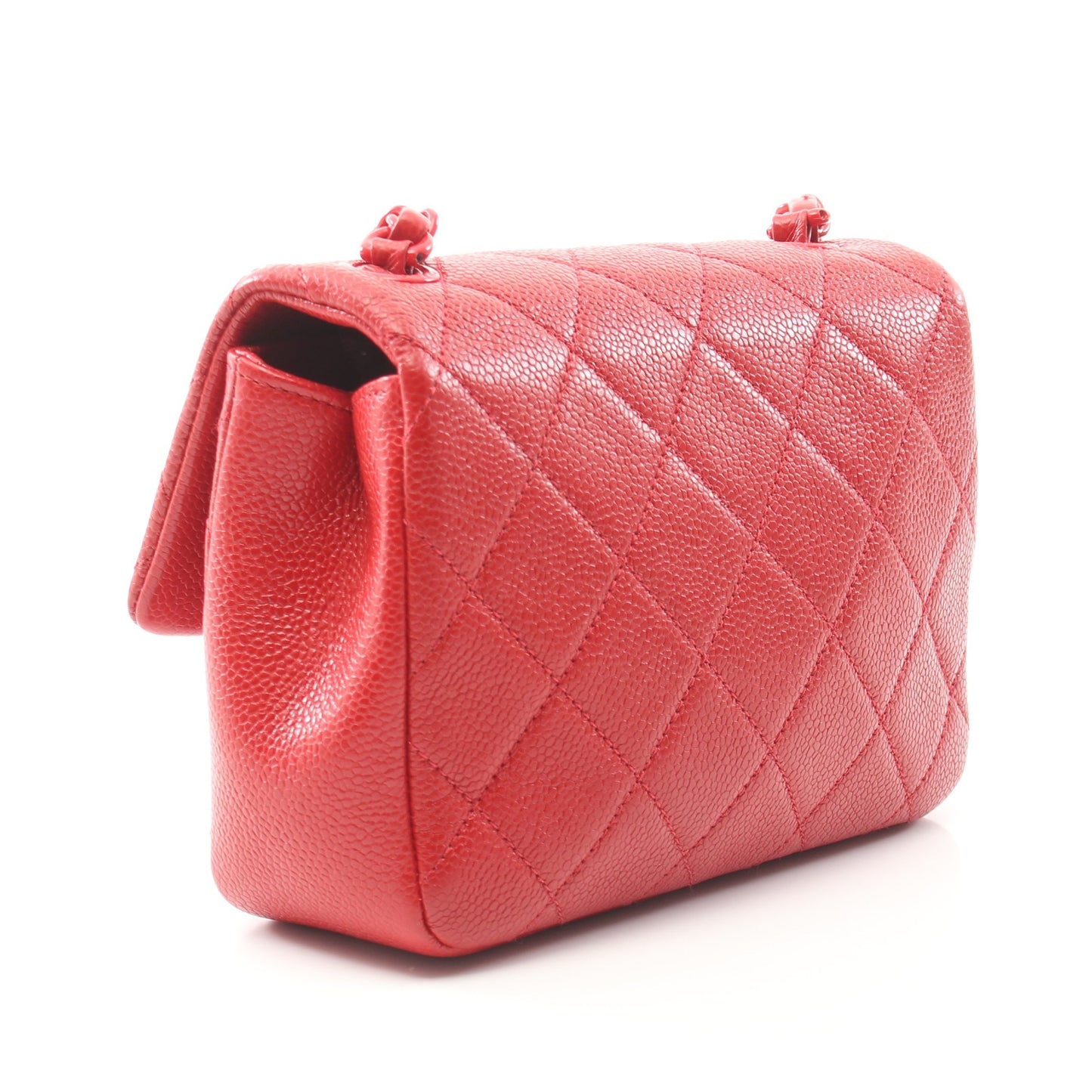 マトラッセ チェーンショルダーバッグ キャビアスキン レッド レッド金具 シャネル バッグ CHANEL