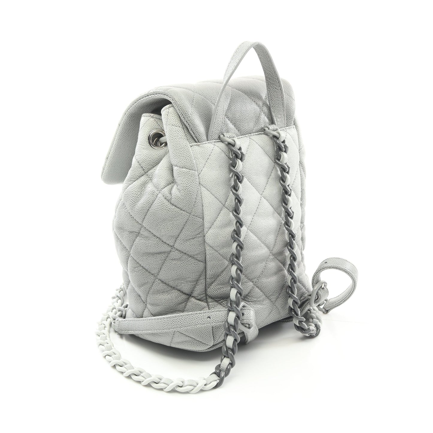 マトラッセ バックパック リュックサック キャビアスキン グレー シルバー金具 シャネル バッグ CHANEL