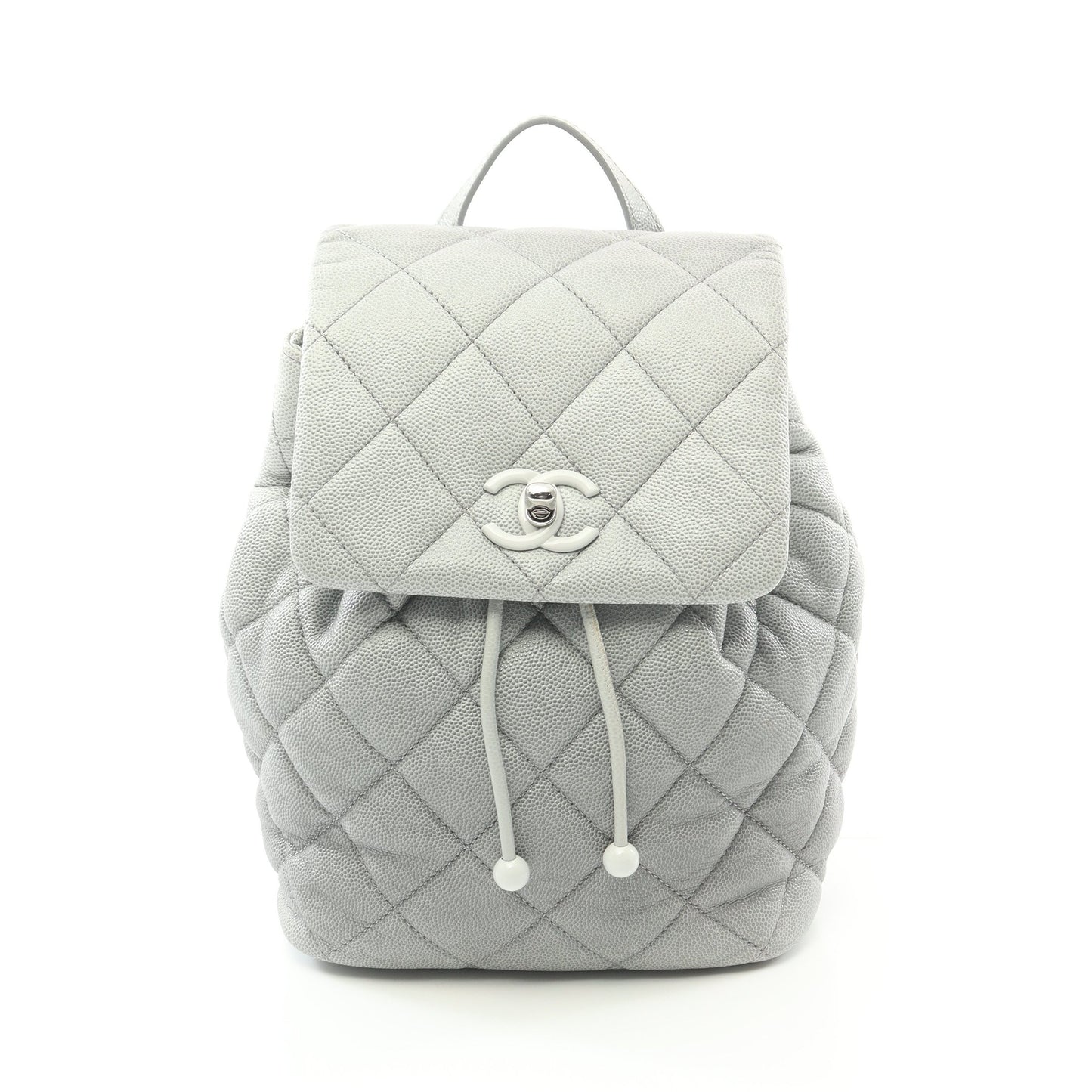 マトラッセ バックパック リュックサック キャビアスキン グレー シルバー金具 シャネル バッグ CHANEL