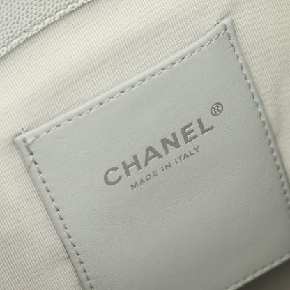 マトラッセ バックパック リュックサック キャビアスキン グレー シルバー金具 シャネル バッグ CHANEL