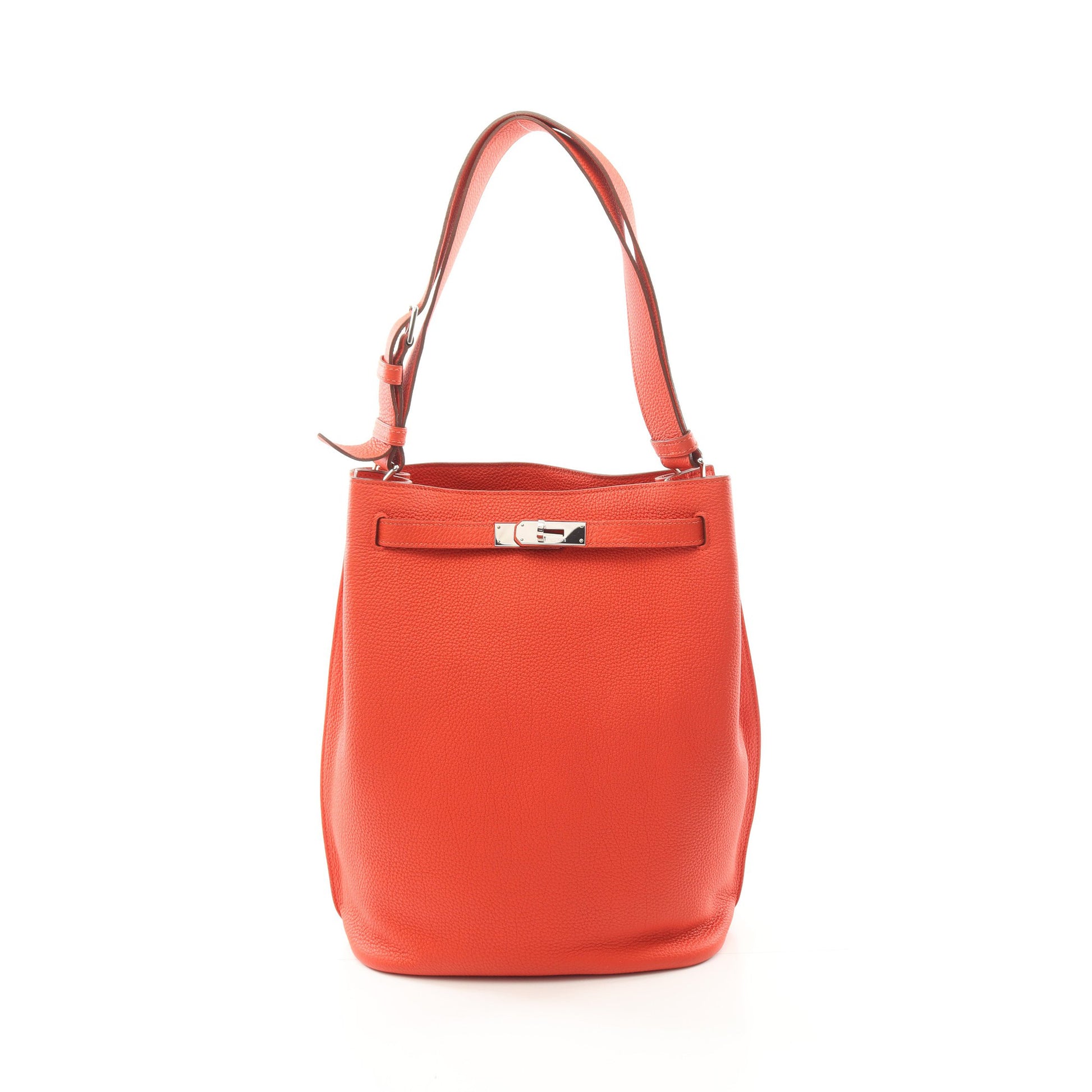 ソーケリー26 カプシーヌ ショルダーバッグ トゴ オレンジ シルバー金具 □Q刻印 エルメス バッグ HERMES