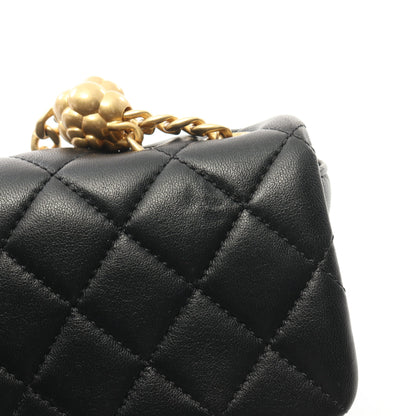 マトラッセ チェーンショルダーバッグ ラムスキン ブラック ゴールド金具 シャネル バッグ CHANEL
