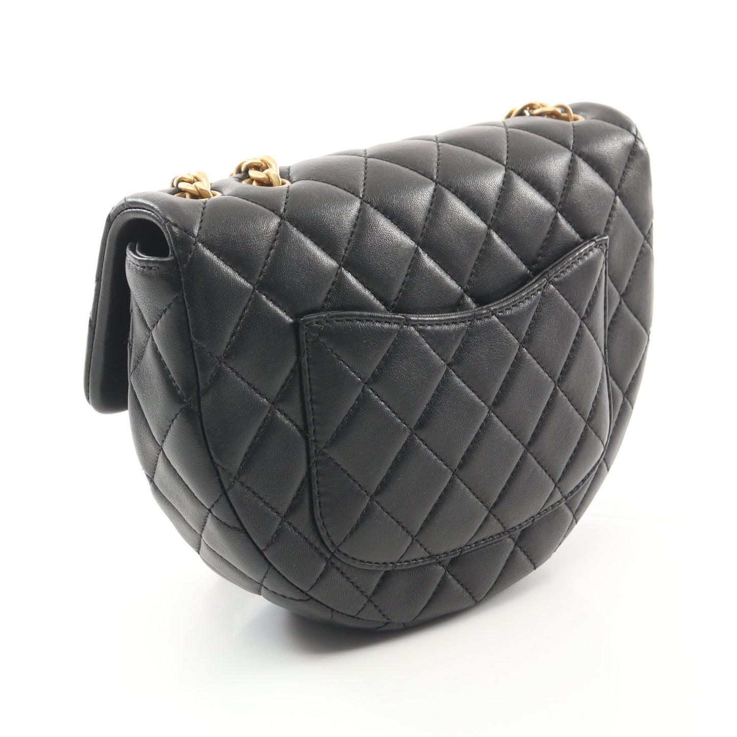 マトラッセ チェーンショルダーバッグ ラムスキン ブラック ゴールド金具 シャネル バッグ CHANEL