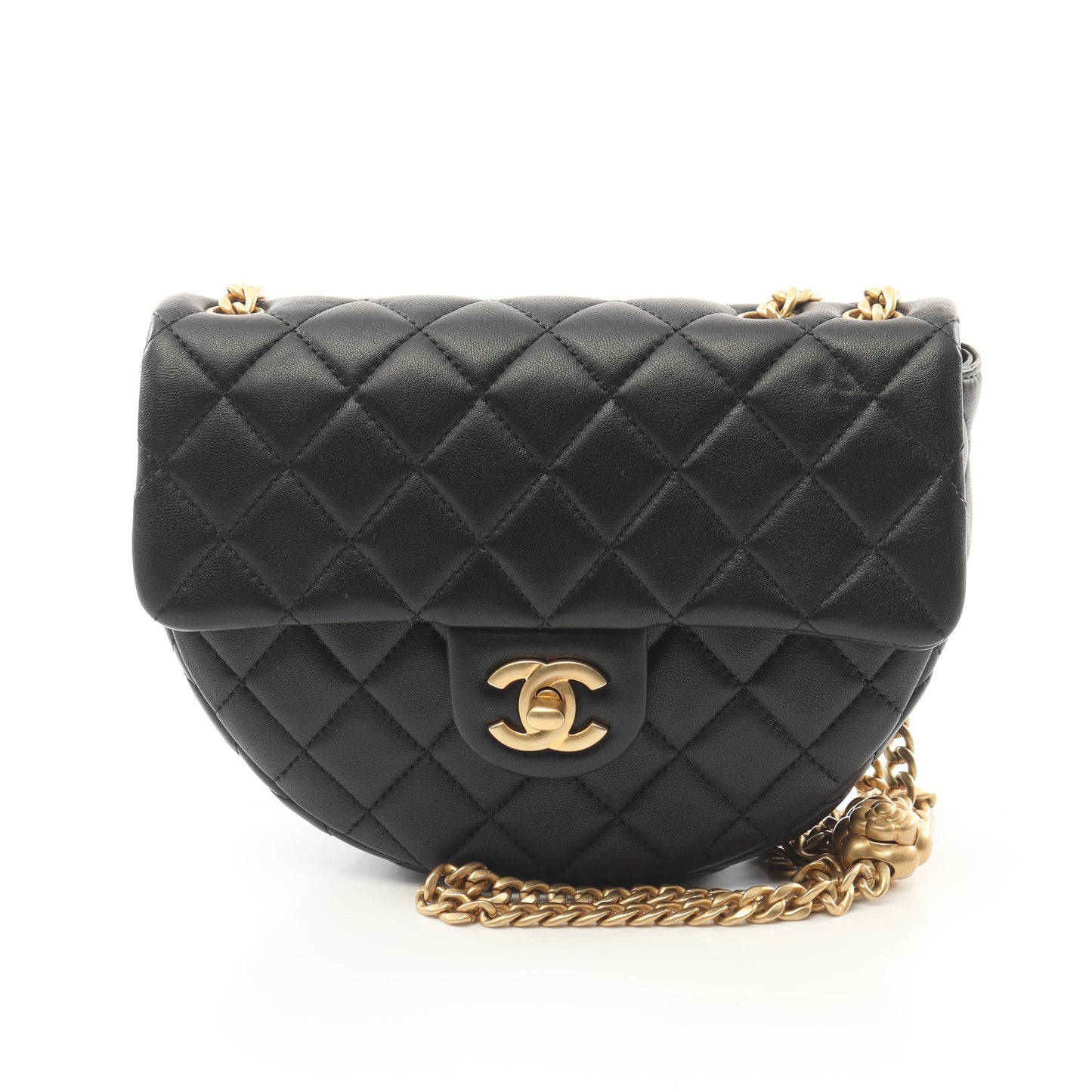 マトラッセ チェーンショルダーバッグ ラムスキン ブラック ゴールド金具 シャネル バッグ CHANEL