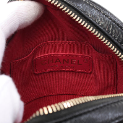 マトラッセ ラウンド ミニ チェーンショルダーバッグ レザー ブラック ゴールド金具 シャネル バッグ CHANEL