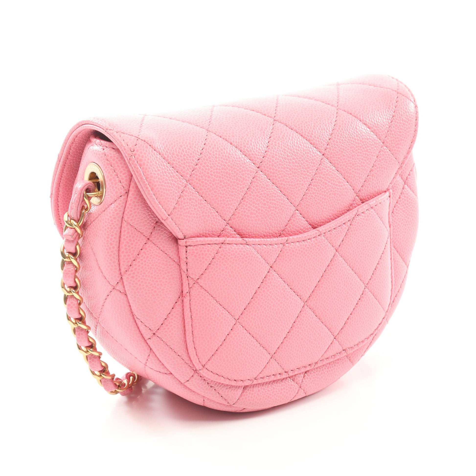 マトラッセ ミニ メッセンジャー チェーンショルダーバッグ キャビアスキン ピンク ゴールド金具 シャネル バッグ CHANEL
