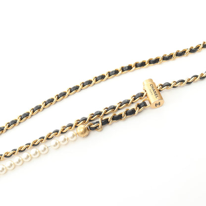 マトラッセ フェイクパール チェーンショルダーバッグ ラムスキン ブラック ゴールド金具 シャネル バッグ CHANEL