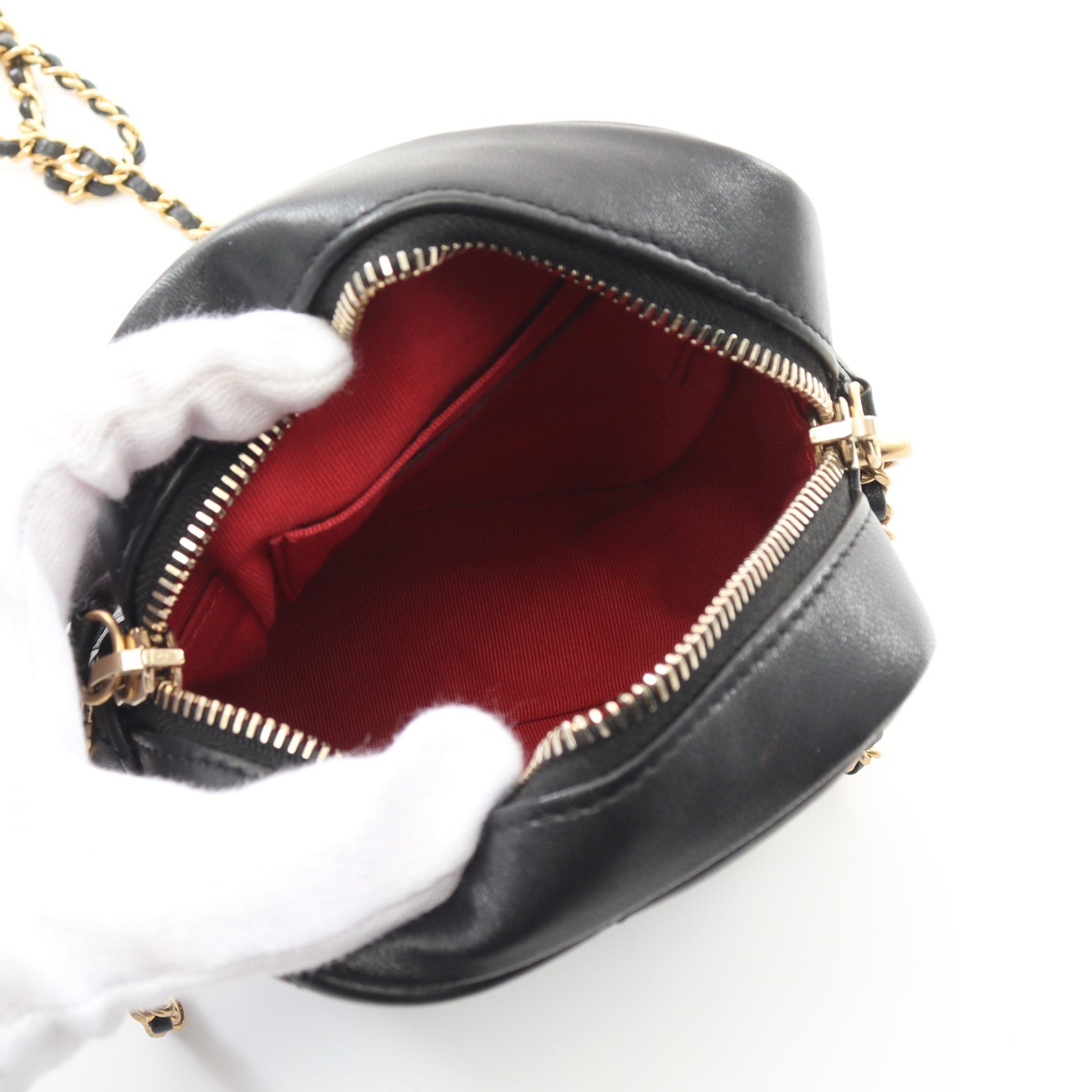 マトラッセ フェイクパール チェーンショルダーバッグ ラムスキン ブラック ゴールド金具 シャネル バッグ CHANEL