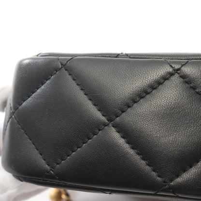 マトラッセ フェイクパール チェーンショルダーバッグ ラムスキン ブラック ゴールド金具 シャネル バッグ CHANEL