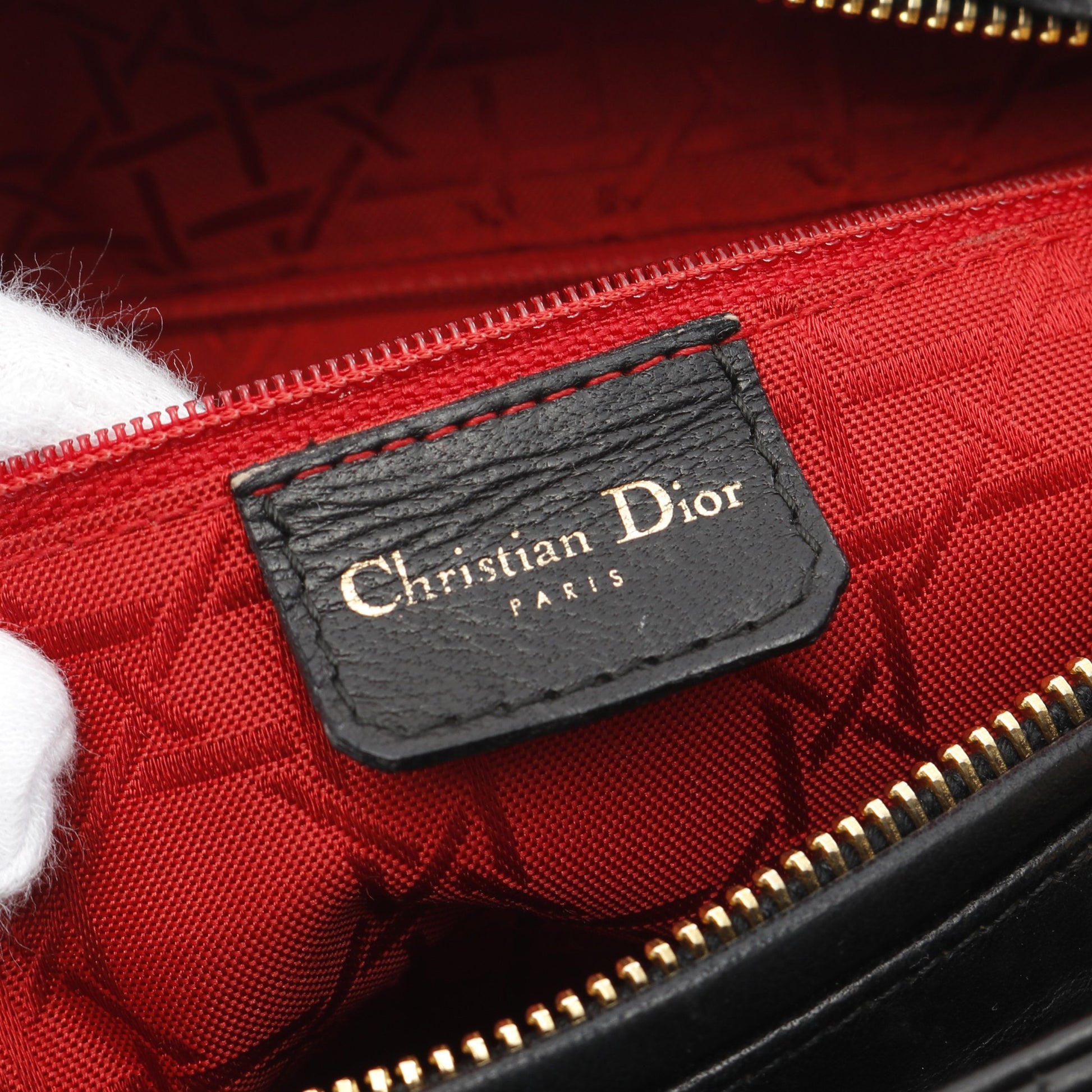 レディディオール ラージ カナージュ ハンドバッグ レザー ブラック 2WAY クリスチャンディオール バッグ Christian Dior