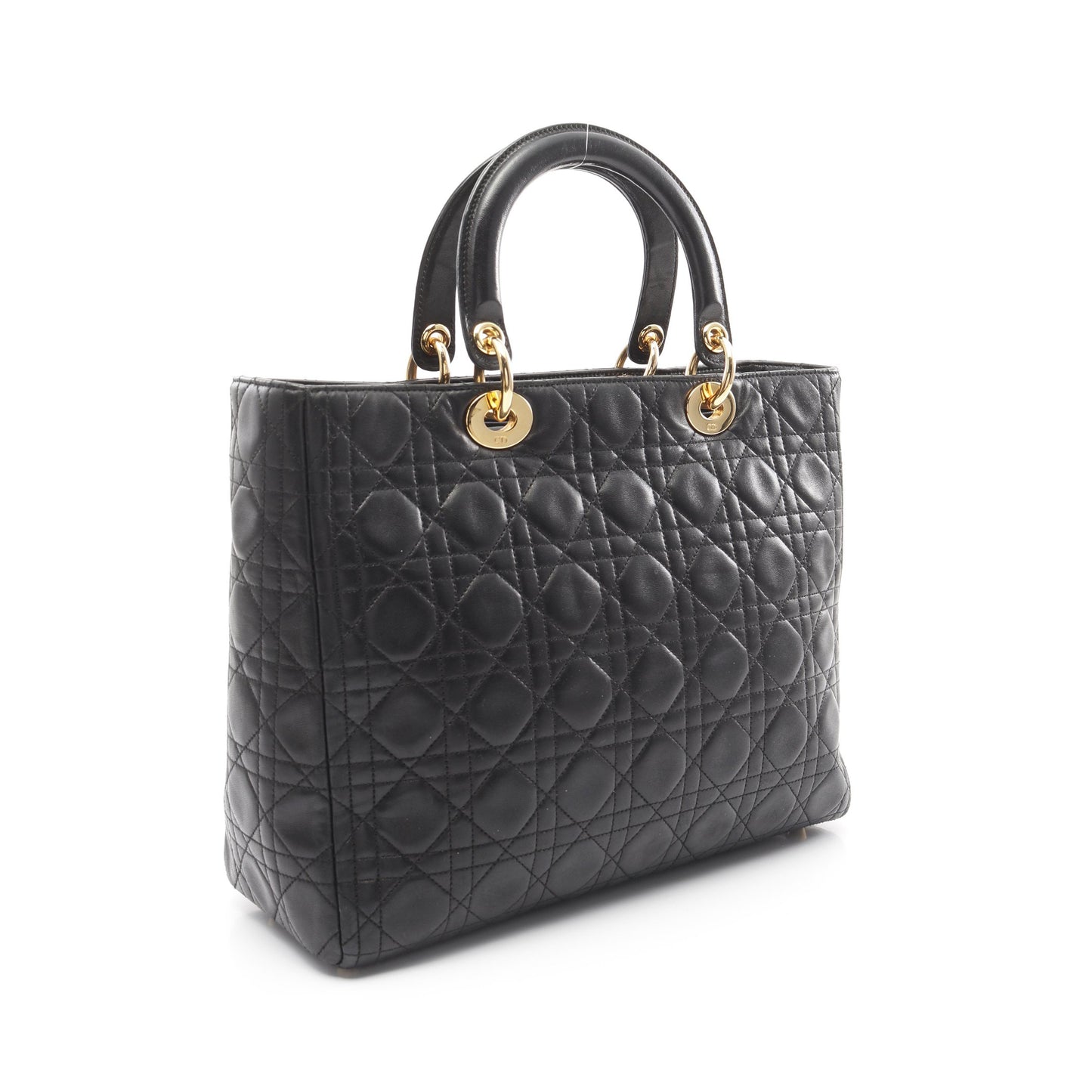 レディディオール ラージ カナージュ ハンドバッグ レザー ブラック 2WAY クリスチャンディオール バッグ Christian Dior