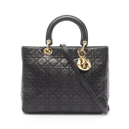 レディディオール ラージ カナージュ ハンドバッグ レザー ブラック 2WAY クリスチャンディオール バッグ Christian Dior