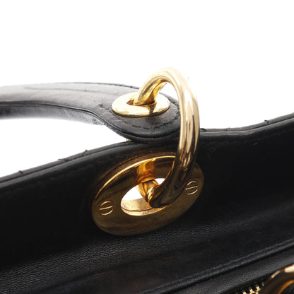 レディディオール ラージ カナージュ ハンドバッグ レザー ブラック 2WAY クリスチャンディオール バッグ Christian Dior
