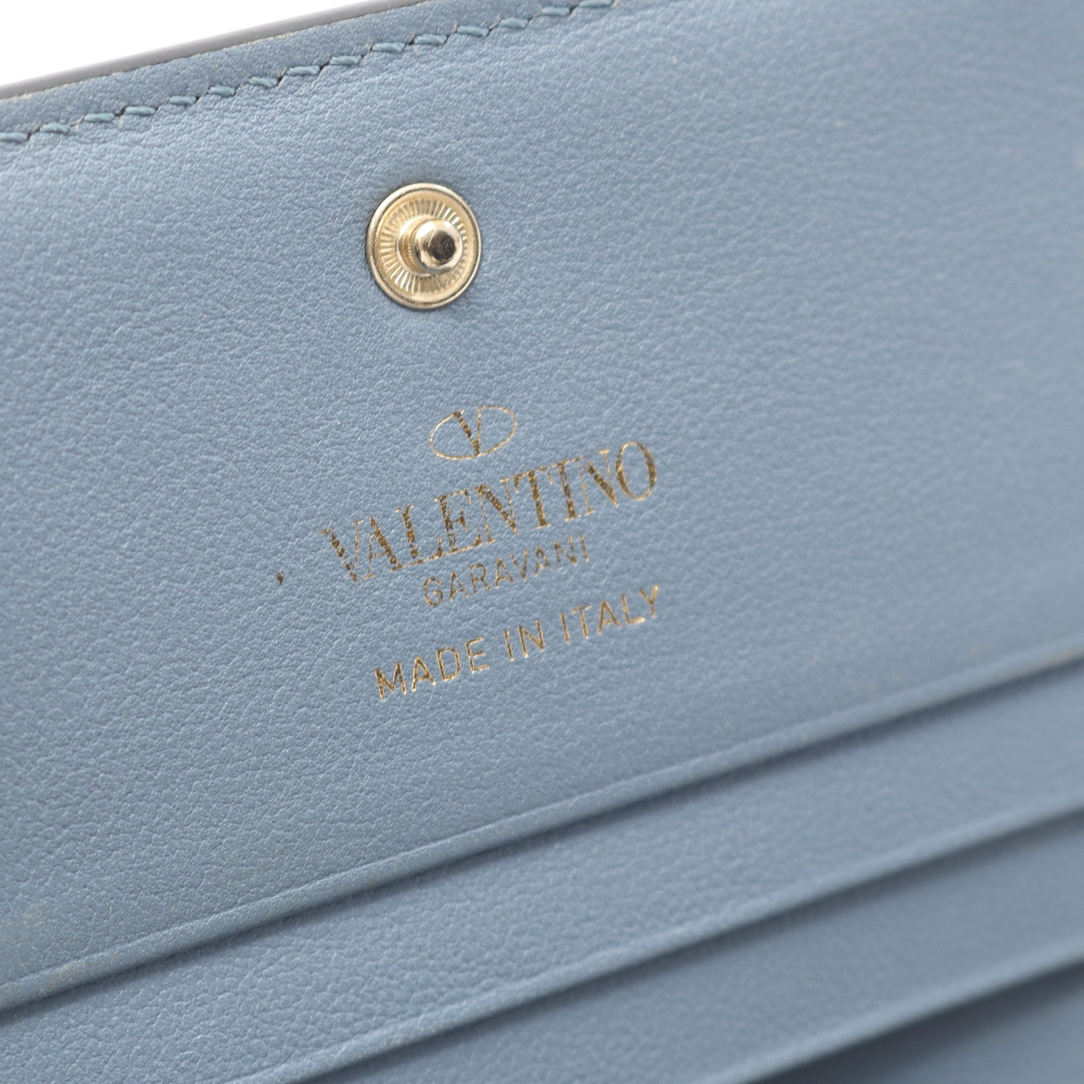 ロックスタッズ 二つ折り財布 レザー ブルーグレー ヴァレンティノ