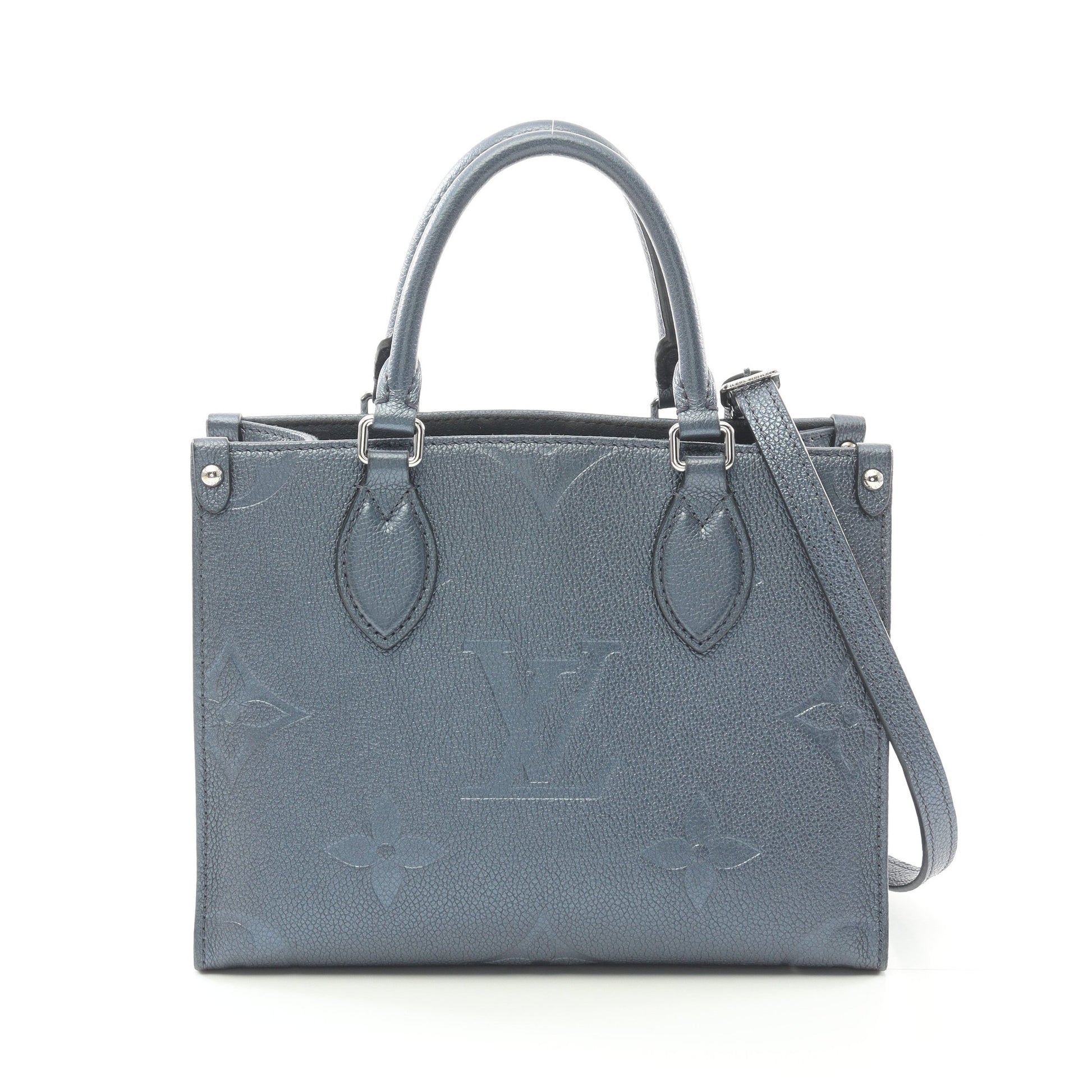 オンザゴーPM モノグラムアンプラント ハンドバッグ レザー ブルー 2WAY ルイヴィトン バッグ LOUIS VUITTON