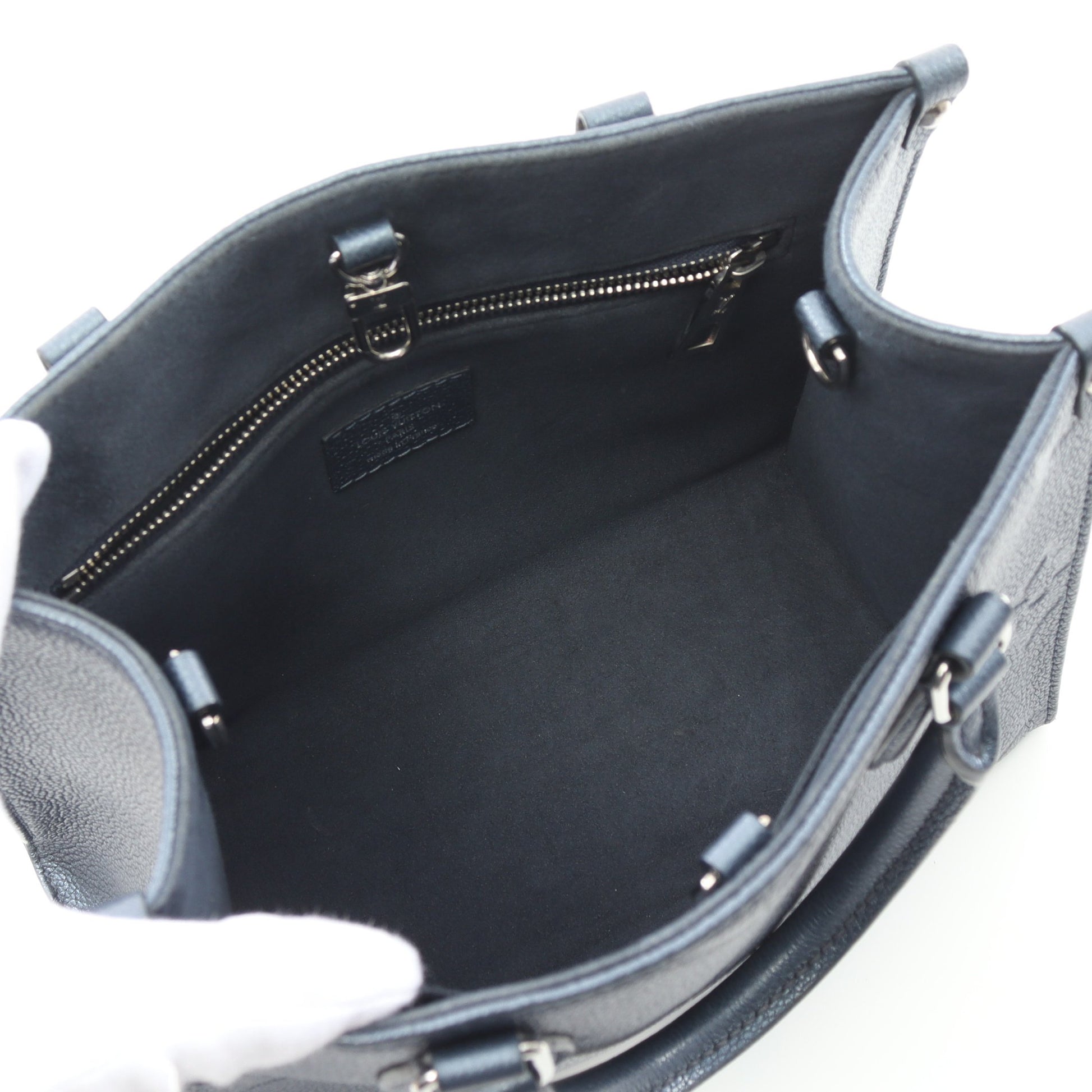オンザゴーPM モノグラムアンプラント ハンドバッグ レザー ブルー 2WAY ルイヴィトン バッグ LOUIS VUITTON