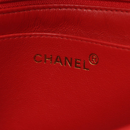 マトラッセ ダイアナフラップ チェーンショルダーバッグ ラムスキン レッド ゴールド金具 シャネル バッグ CHANEL