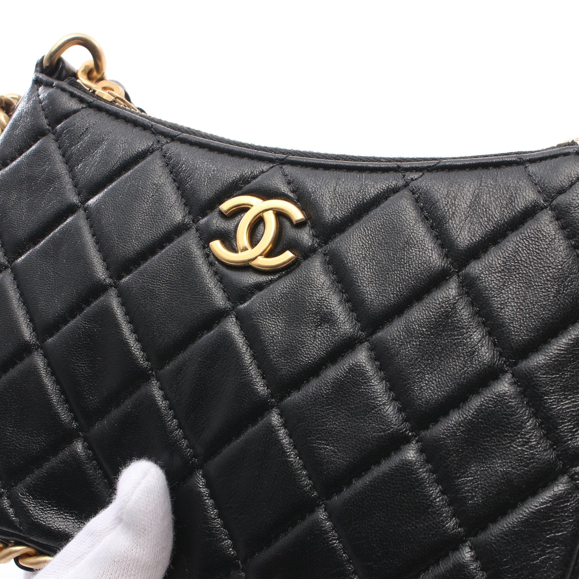 マトラッセ チェーンショルダーバッグ ラムスキン ブラック ゴールド金具 2WAY シャネル バッグ CHANEL