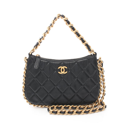 マトラッセ チェーンショルダーバッグ ラムスキン ブラック ゴールド金具 2WAY シャネル バッグ CHANEL