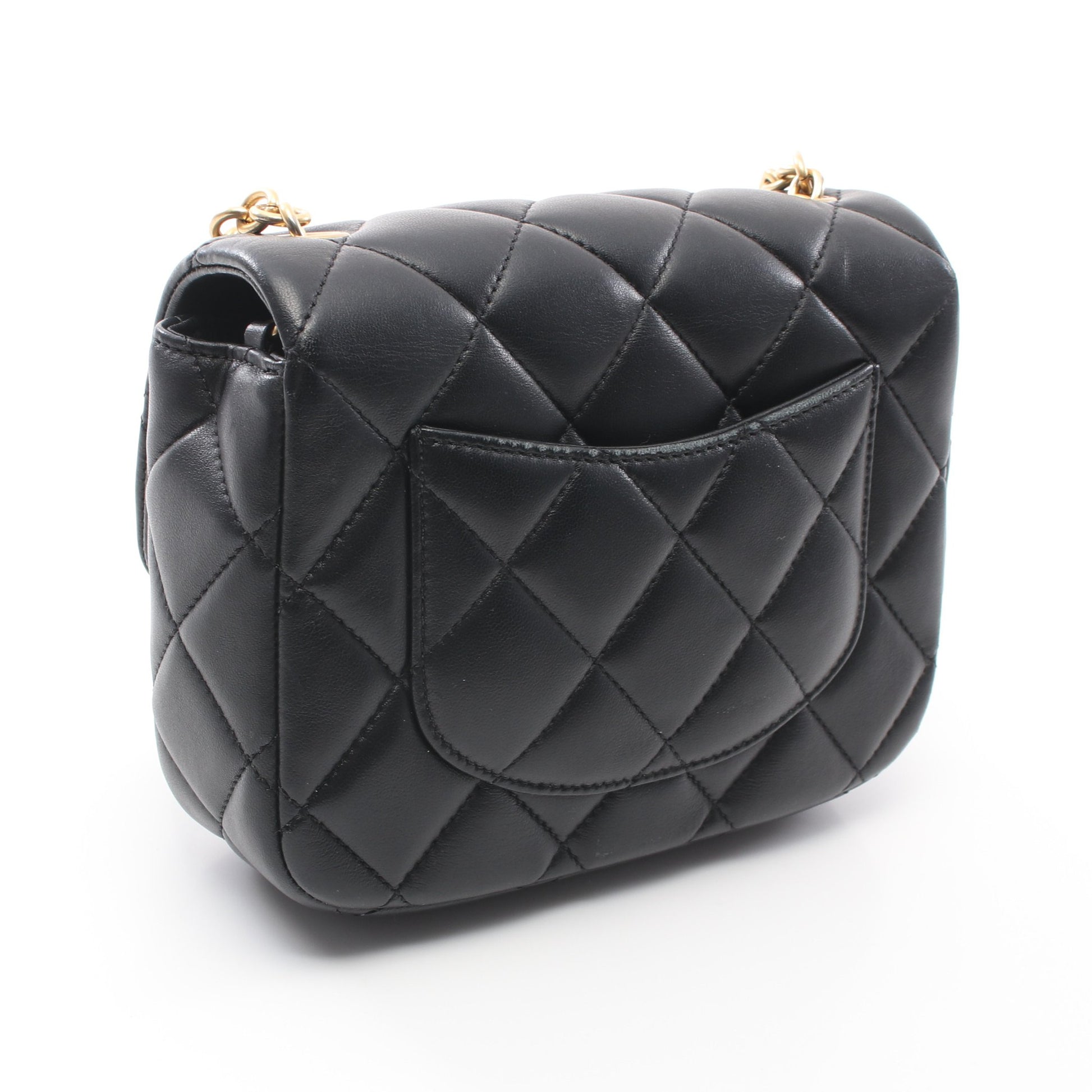 ミニマトラッセ チェーンショルダーバッグ ラムスキン ブラック ゴールド金具 シャネル バッグ CHANEL