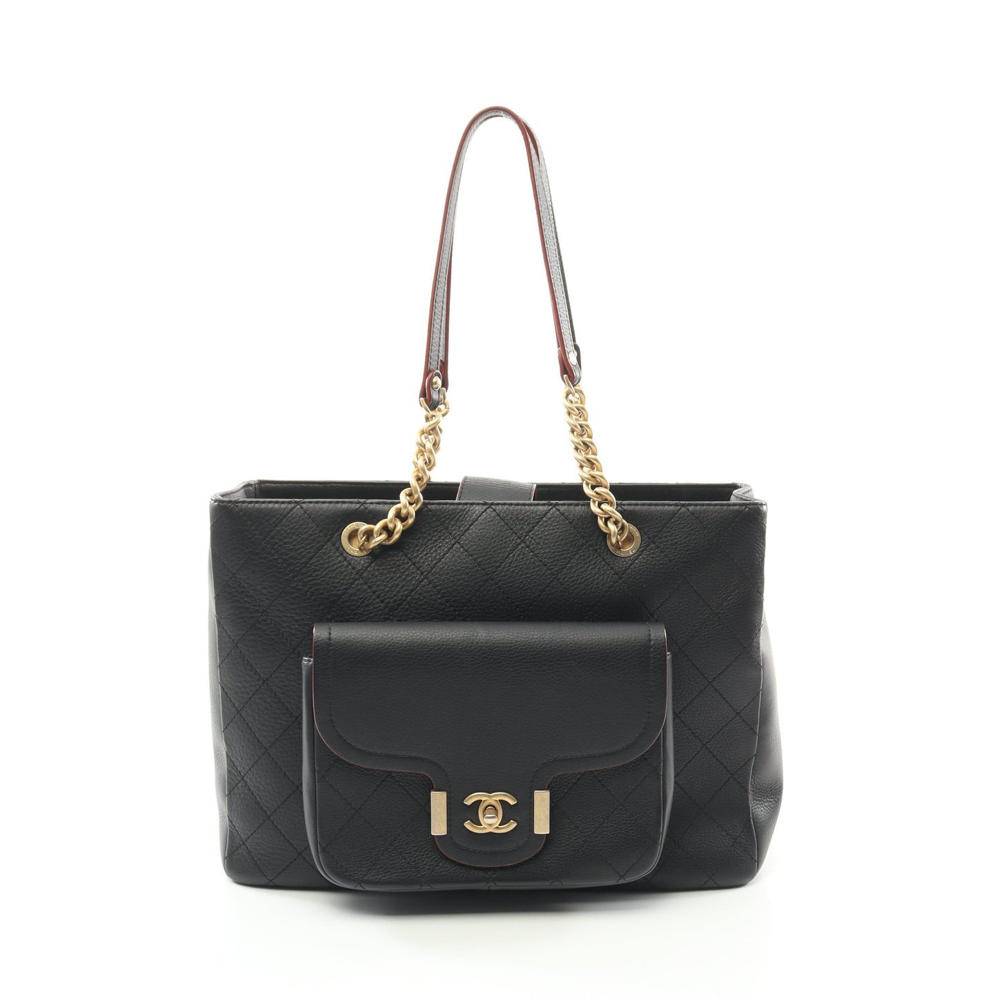 マトラッセ チェーンショルダーバッグ チェーントートバッグ レザー ブラック ゴールド金具 シャネル バッグ CHANEL