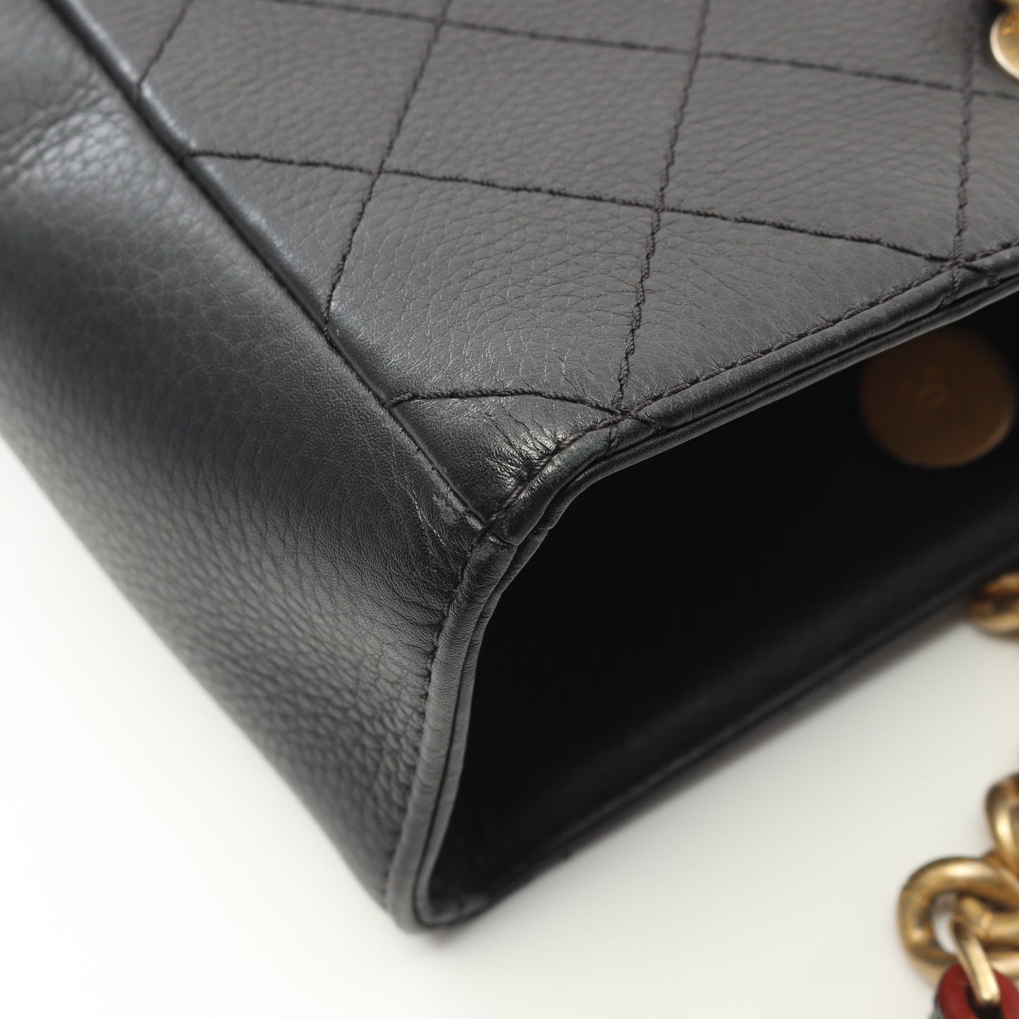 マトラッセ チェーンショルダーバッグ チェーントートバッグ レザー ブラック ゴールド金具 シャネル バッグ CHANEL