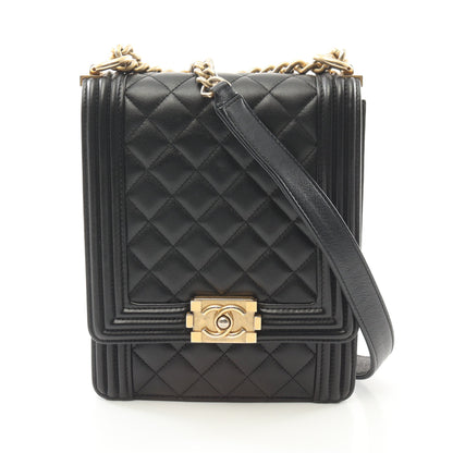 ボーイシャネル マトラッセ チェーンショルダーバッグ ラムスキン ブラック ゴールド金具 シャネル バッグ CHANEL