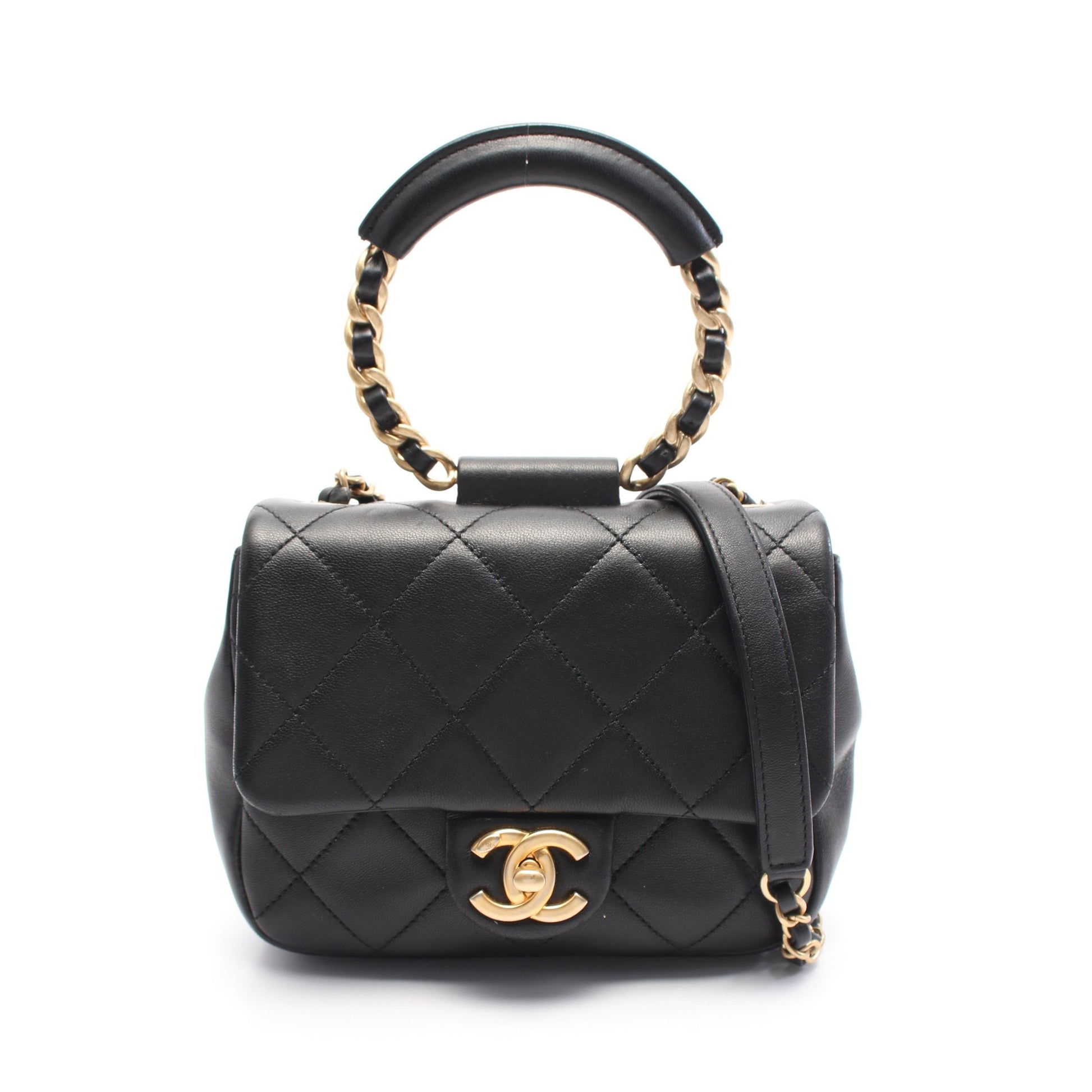 ハンドバッグ チェーンショルダーバッグ レザー ブラック ゴールド金具 シャネル バッグ CHANEL