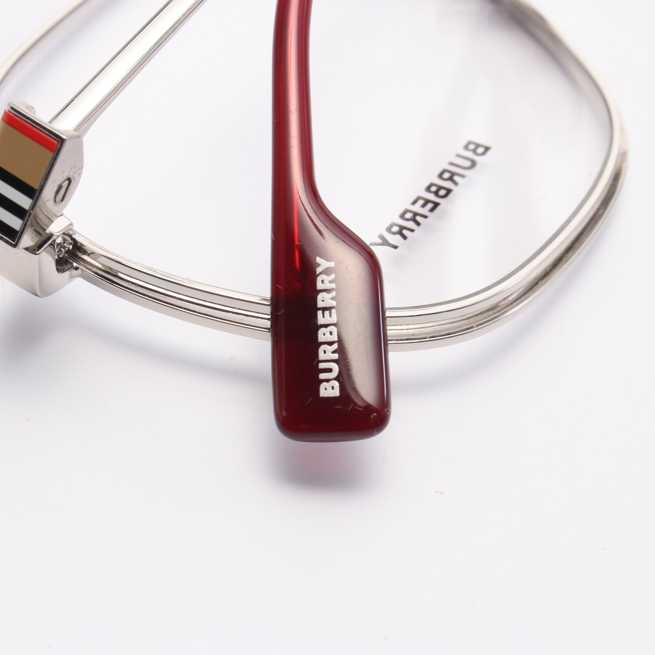 BURBERRY　眼鏡　ツーポイント シルバー メガネ 眼鏡 シルバー マルチカラー バーバリー – RECLO