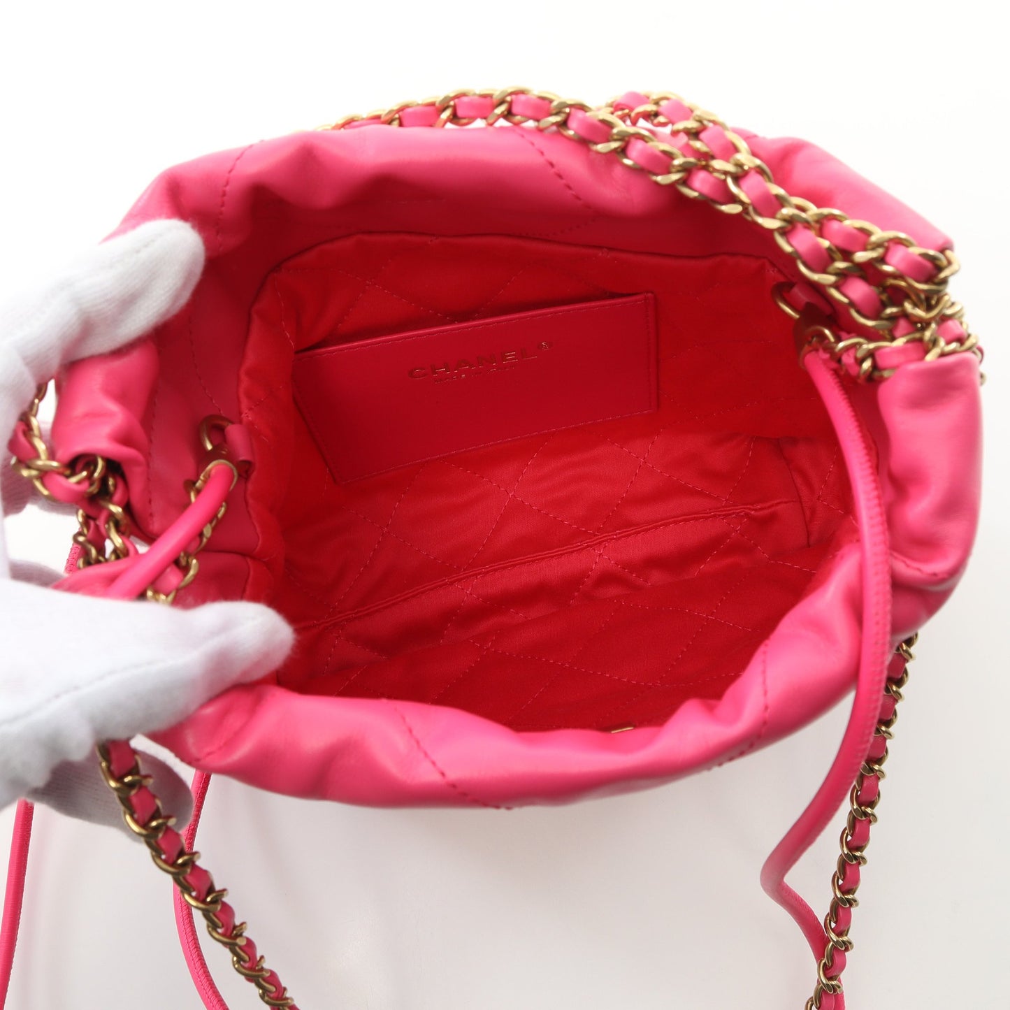 CHANEL 22 ミニ チェーンショルダーバッグ レザー ピンクパープル ゴールド金具 シャネル バッグ CHANEL